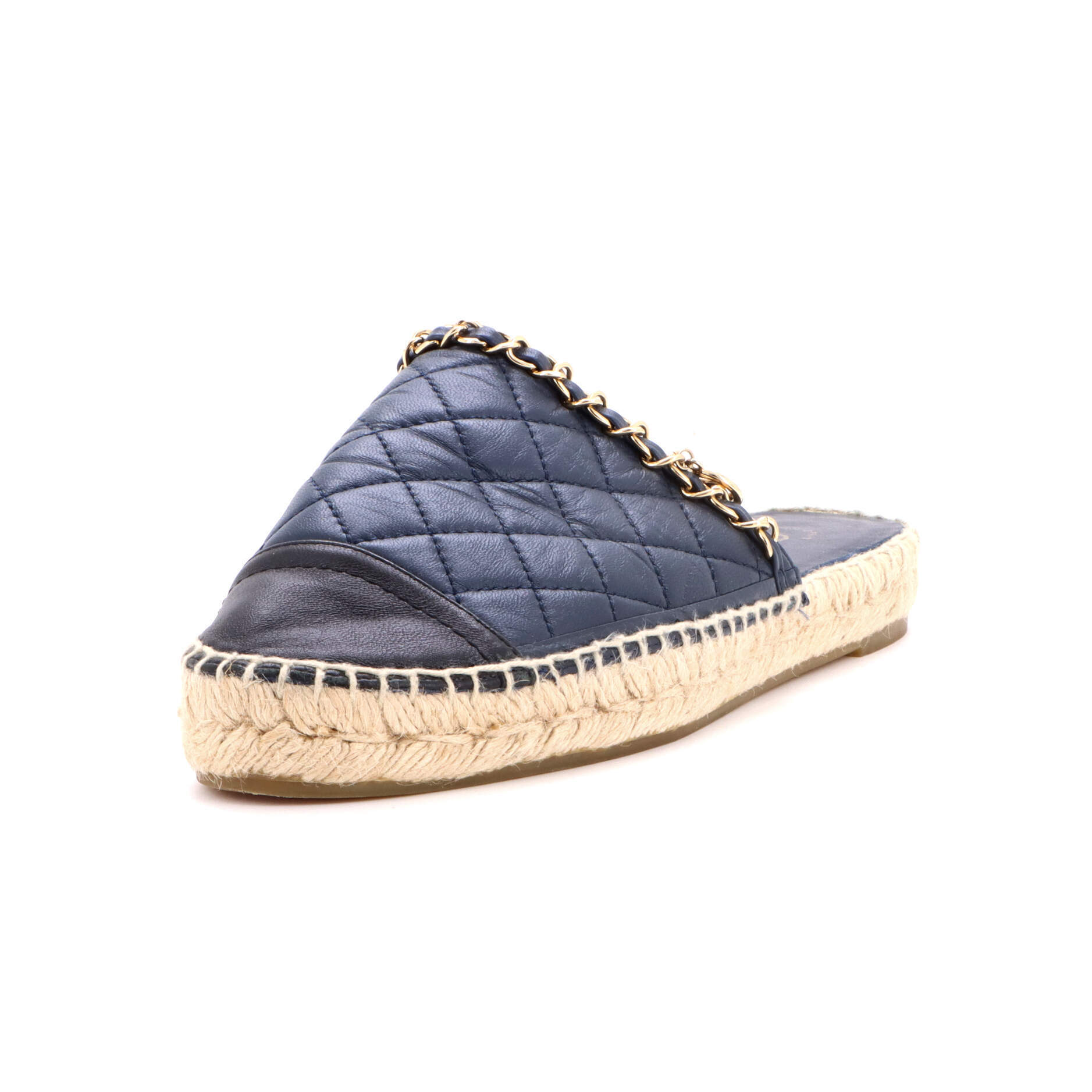 Chanel Women's Cc Mule Espadrilles Embossed Leather